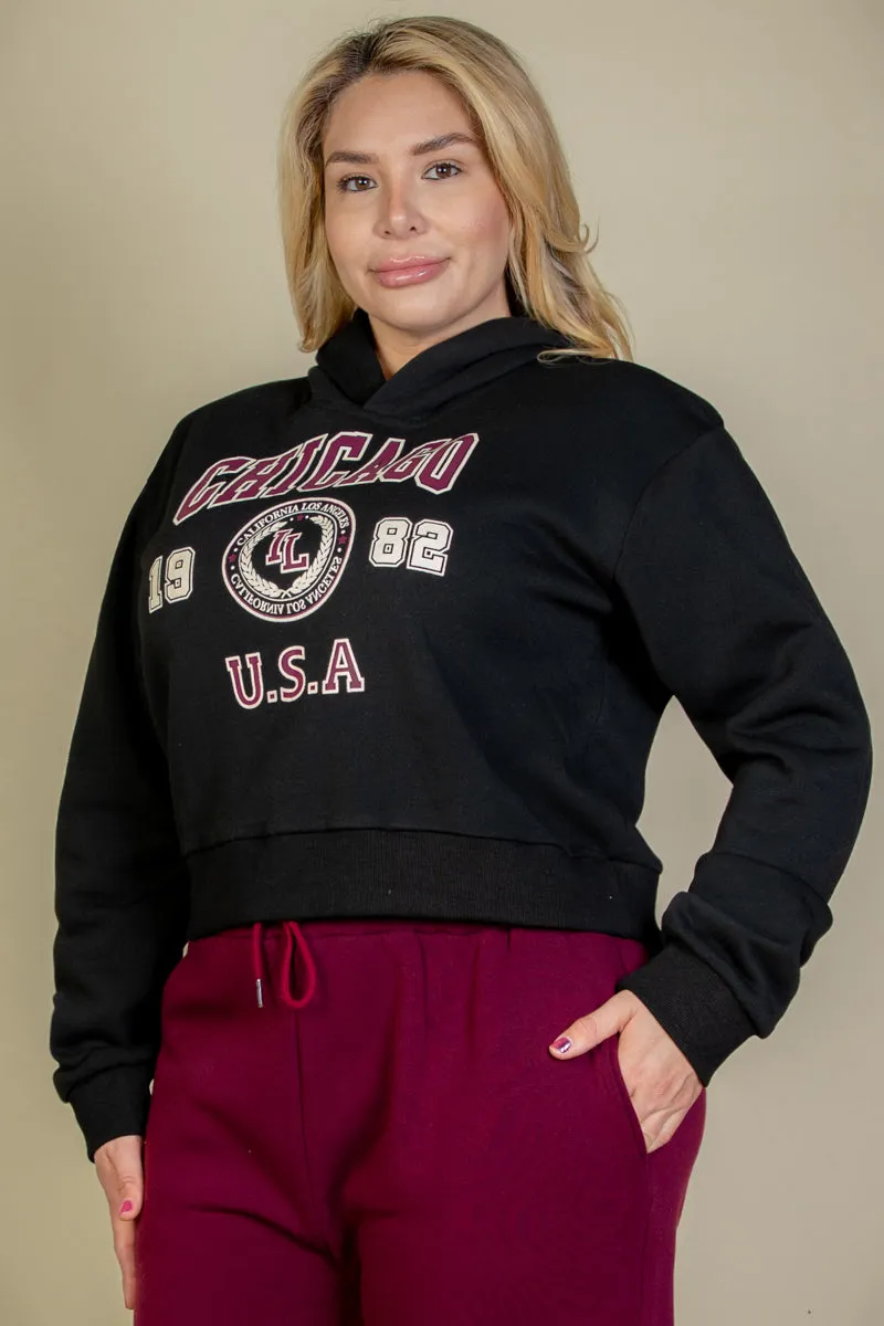 Plus Size Graphic Drop Shoulder Pull Over Hoodie