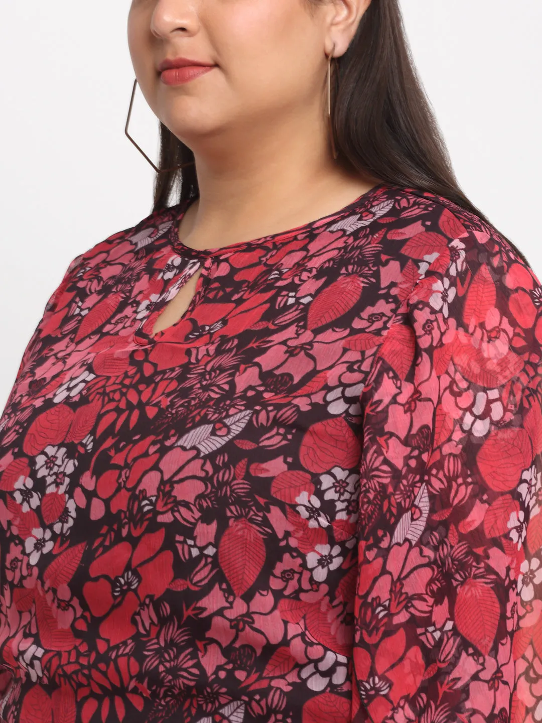 plusS Floral Printed Cape Top