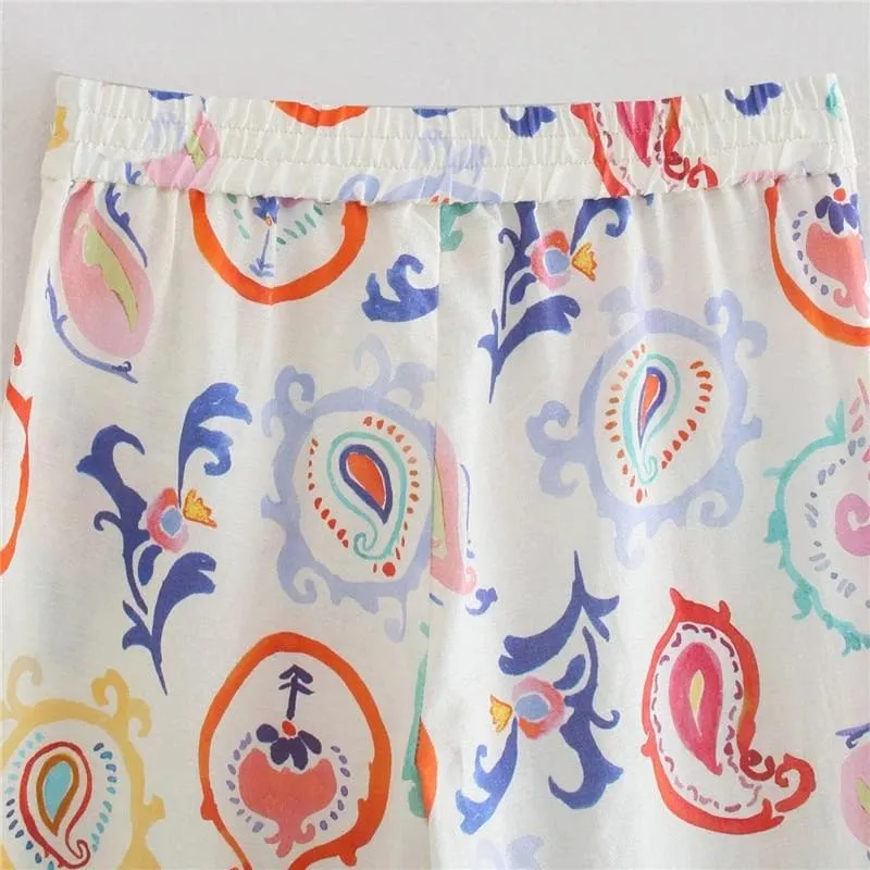 PRINTED HIGH WAIST FLARE PANTS