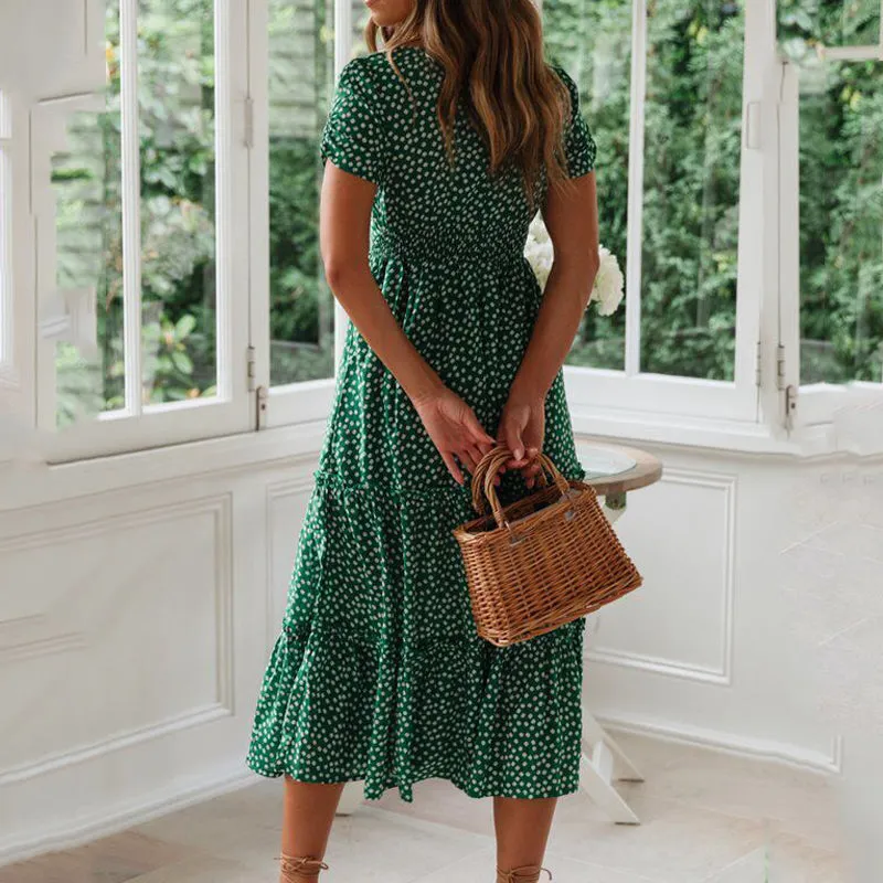 Rachel – Vintage Floral Puff Sleeve Maxi Dress