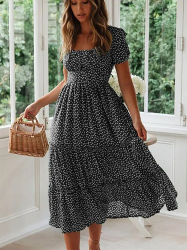 Rachel – Vintage Floral Puff Sleeve Maxi Dress