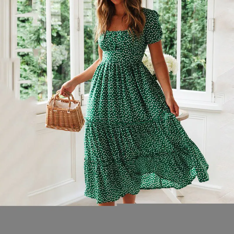 Rachel – Vintage Floral Puff Sleeve Maxi Dress