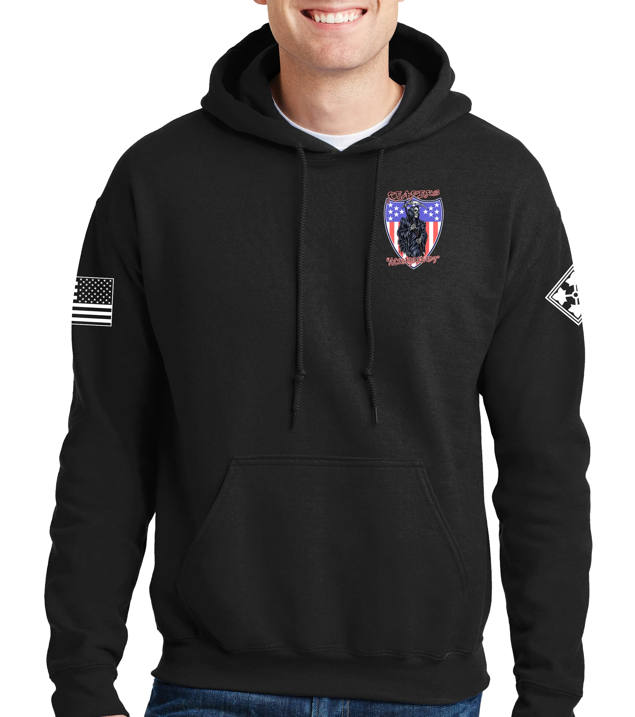 Reapers Black Unisex Hoodie Sweatshirt. This sweatshirt is NOT approved for PT