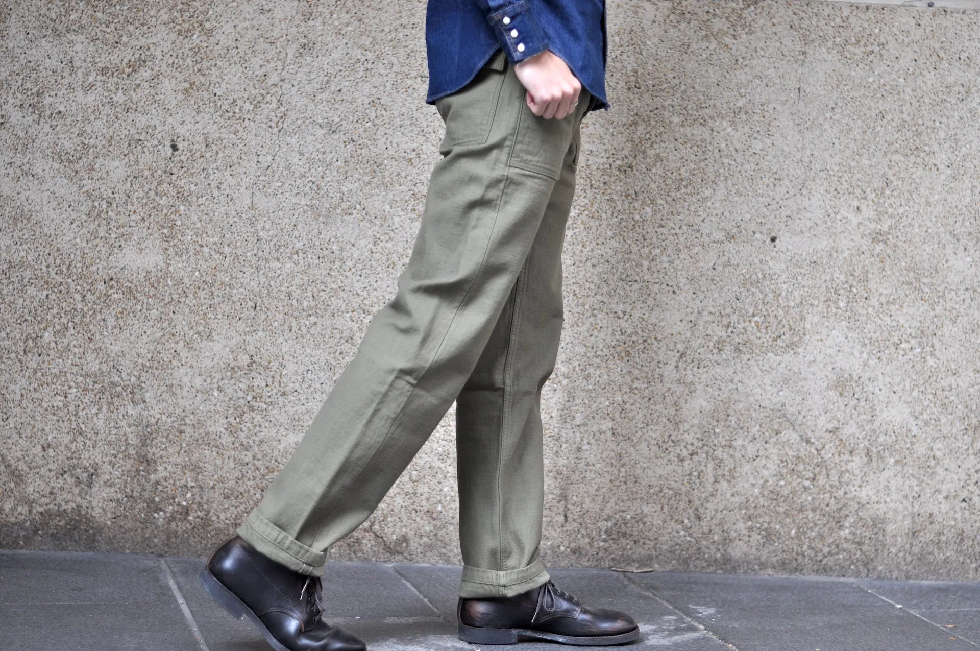 Samurai 15oz Selvage Back Satin Baker Pants (Olive)