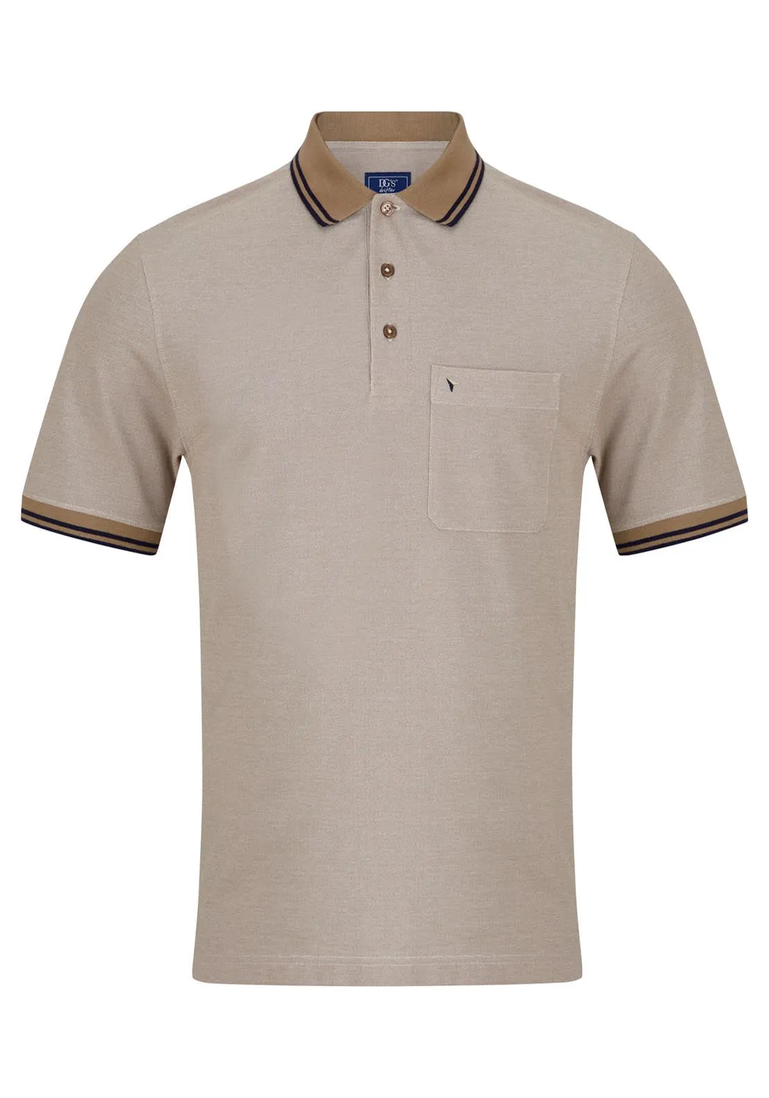 Short Sleeve Polo Shirt - Camel/gry