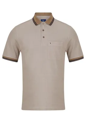 Short Sleeve Polo Shirt - Camel/gry