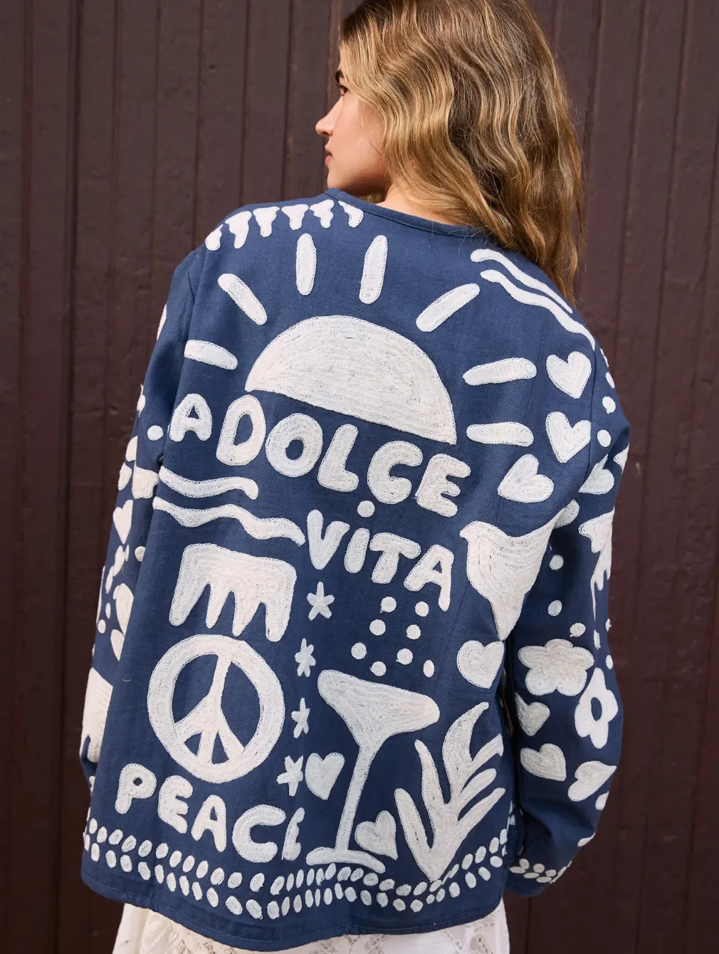 Sissel Edelbo Navy Embroidered Jacket