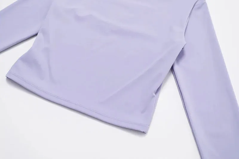 Solid Color V-Cut Long Sleeve And Sweatpants Set
