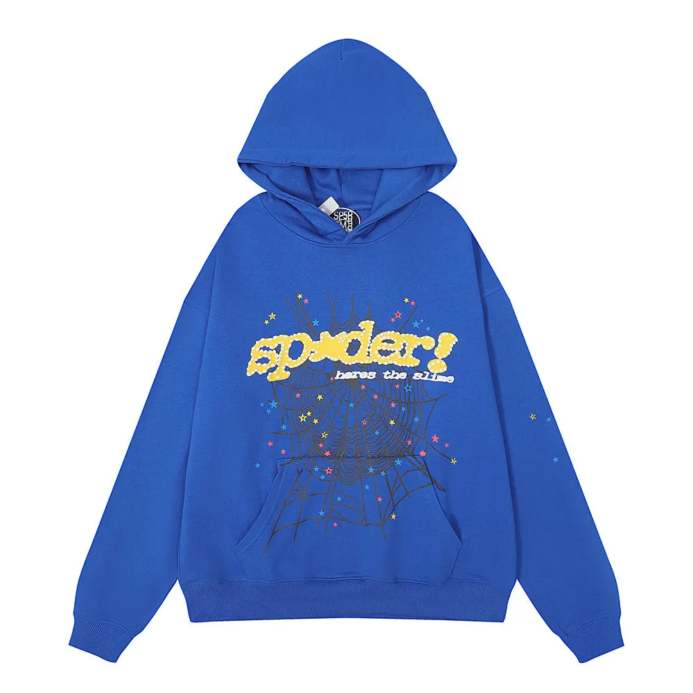 Sp5der Hoodie Cobweb Puff Print Pure Cotton