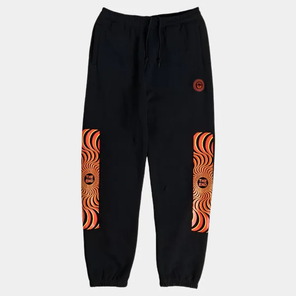 Spitfire Classic Swirl Embroidery Overlay Sweatpants Black - Orange - Yellow