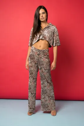 Velvet Leopart Cropped Shirt