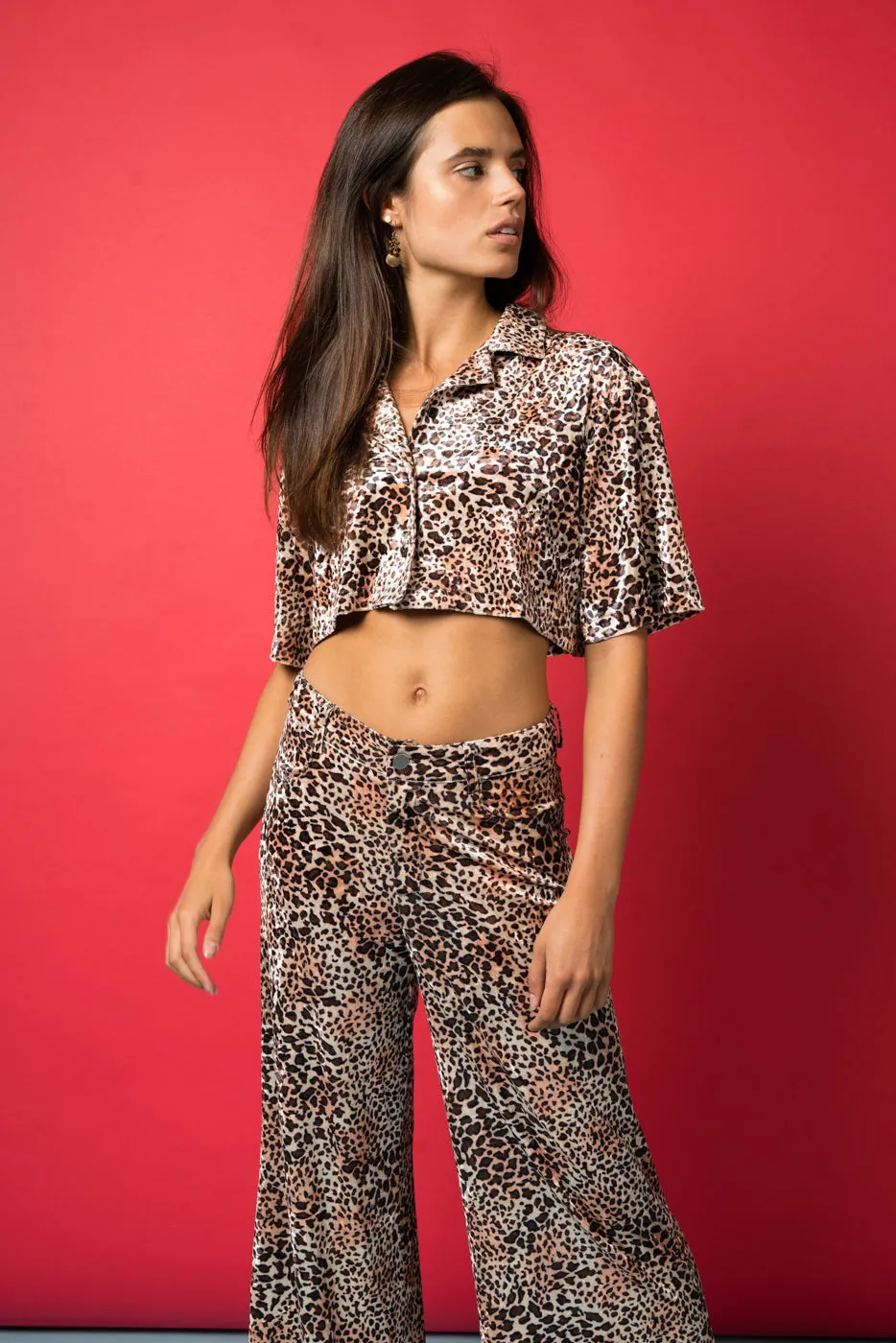 Velvet Leopart Cropped Shirt