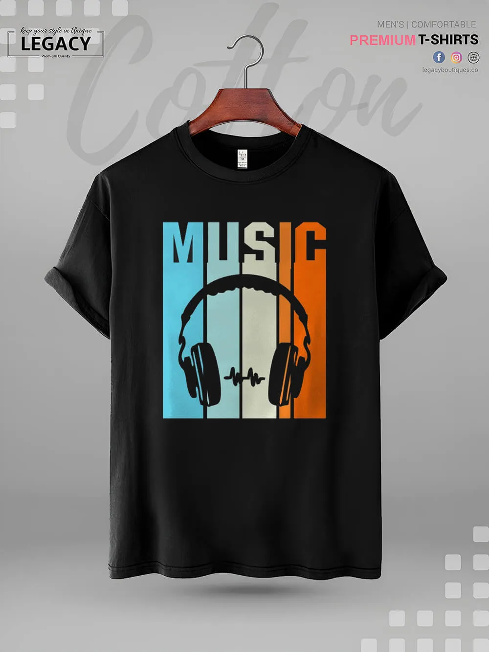 Vintage Headphones Great Quality Mens Tshirt In Lowest Price In Dhaka