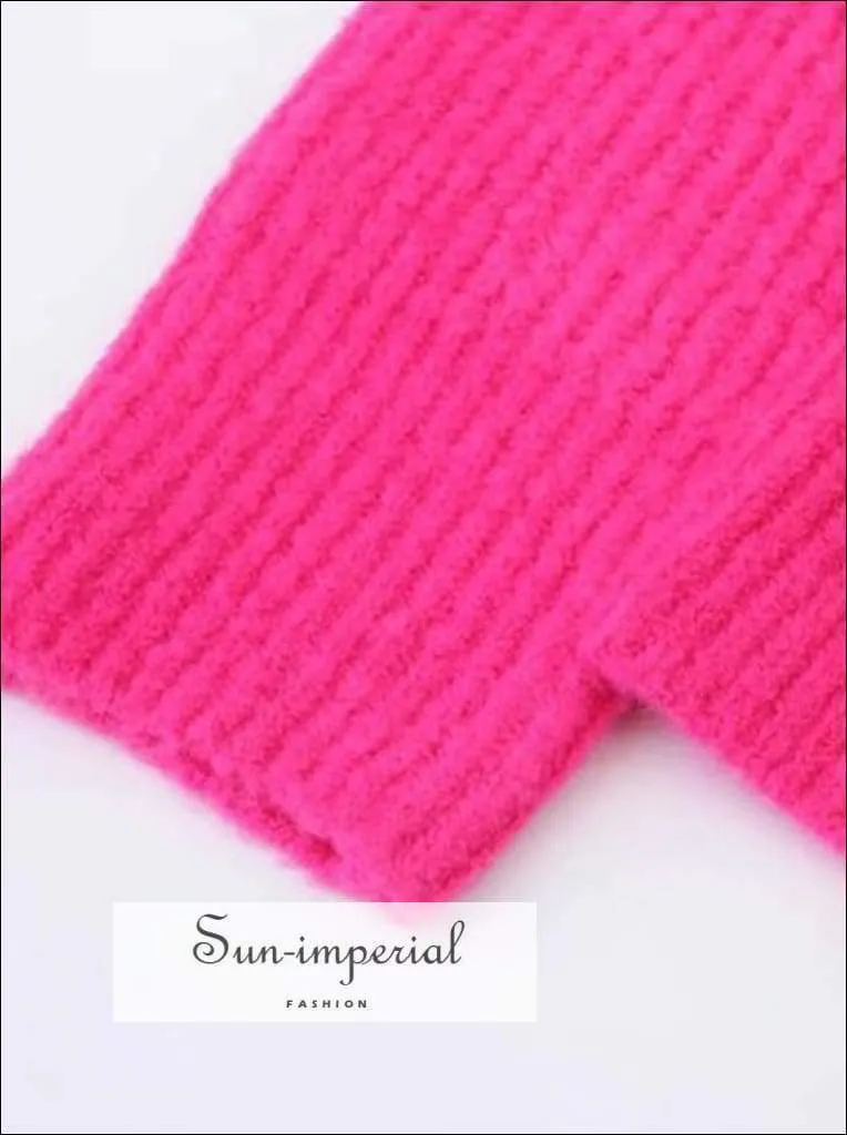 Women Fire Red Oversized Turtleneck Loose Pullovers Jumper Soft Warm Sweater