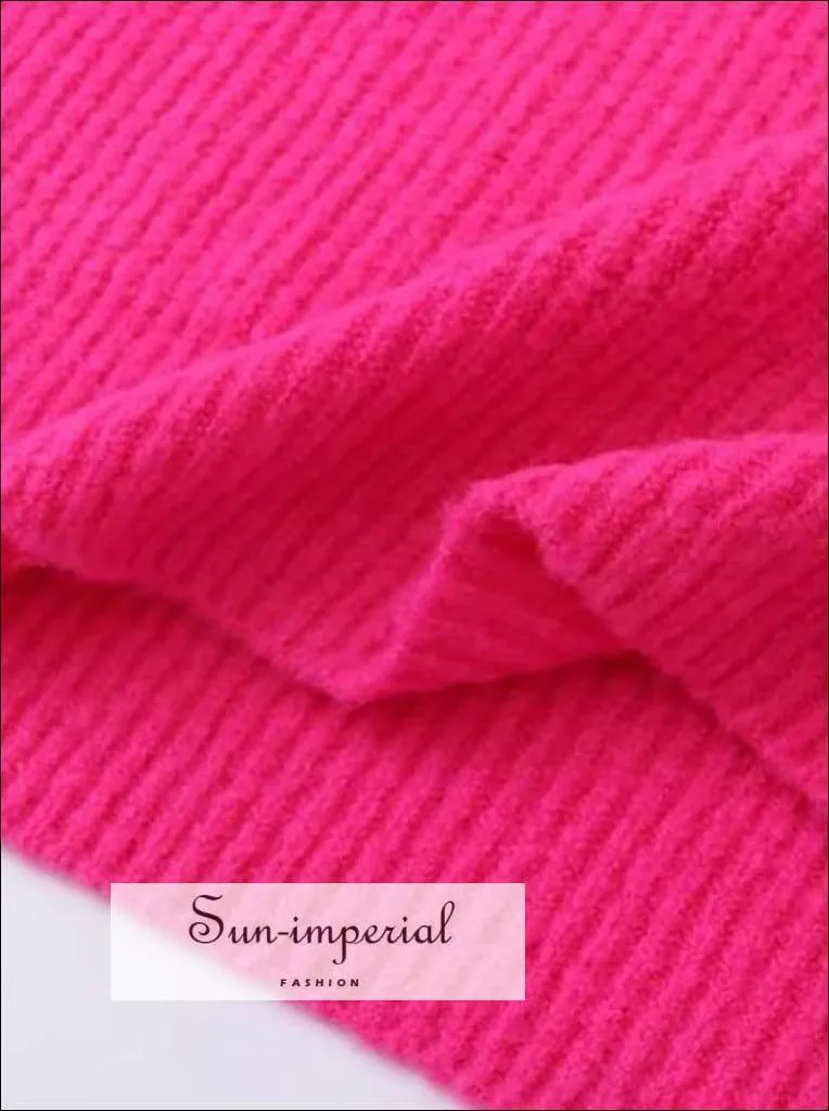 Women Fire Red Oversized Turtleneck Loose Pullovers Jumper Soft Warm Sweater