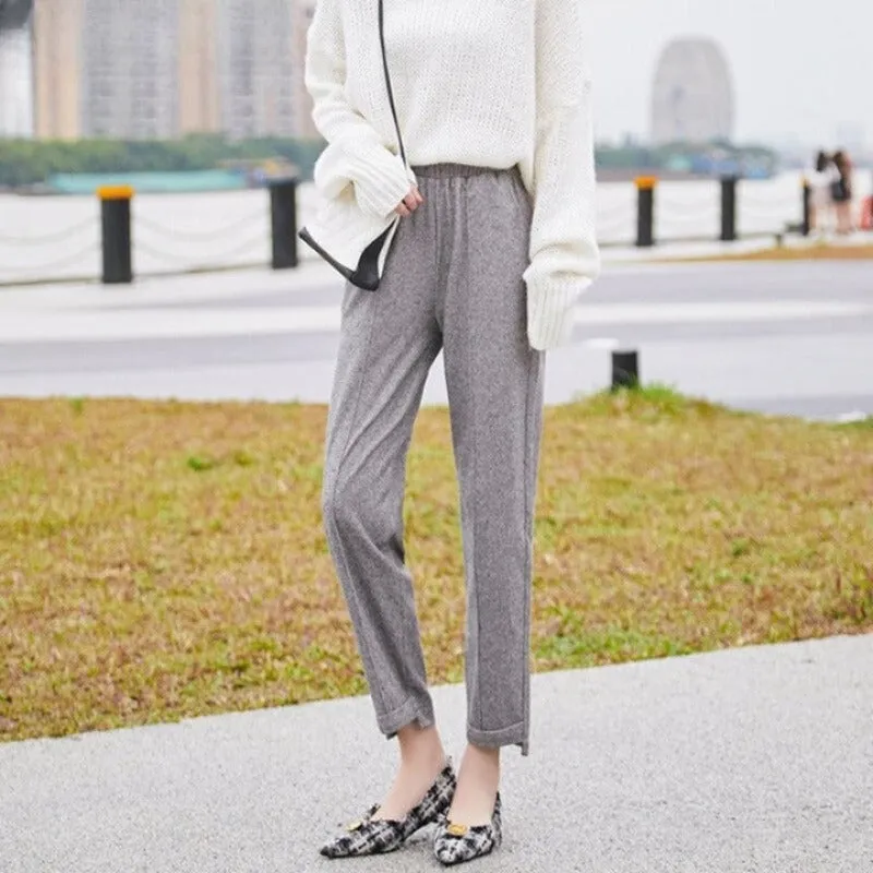 Woolen High Waist Warm Thicken Pants
