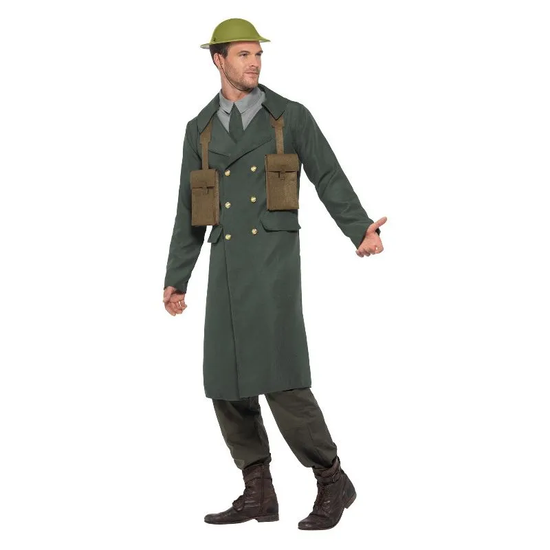 WW2 British Office Costume with Trench Coat Gree Adult