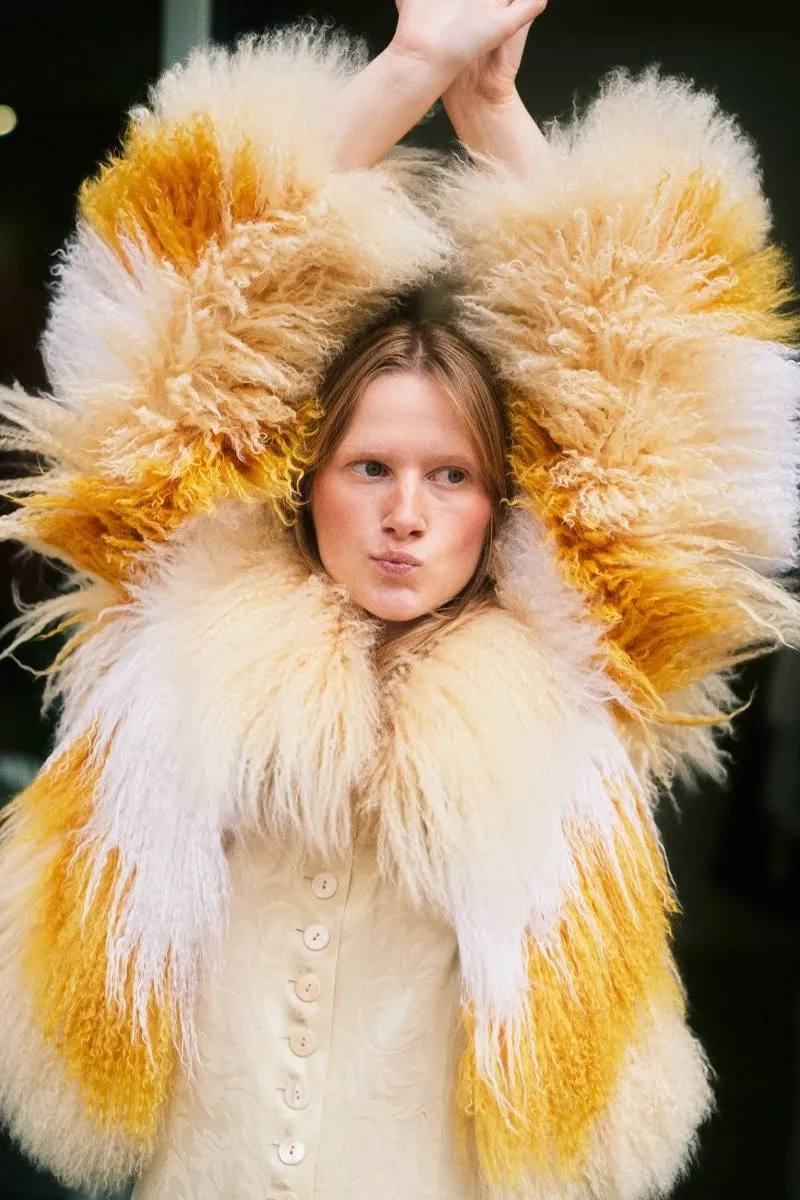 Yellow Mongolian Fur Coat