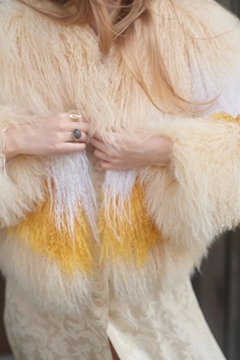 Yellow Mongolian Fur Coat